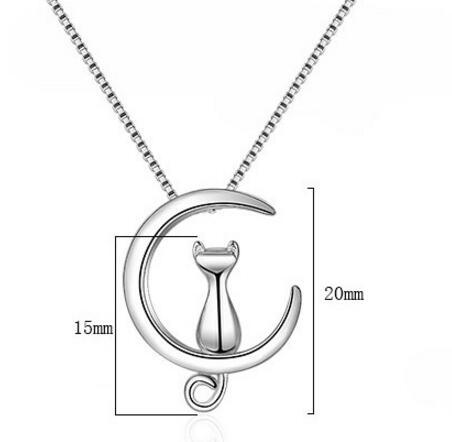 Conjunto Gatinho na Lua - Colar + Brincos