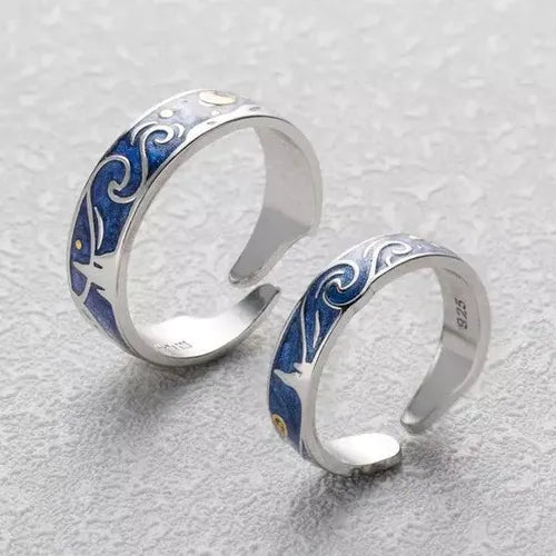 Par de Alianças Noite Estrelada Van Gogh