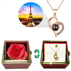 Colar Amor Eterno - Foto Personalizável + Caixa Com Rosa Rotativa