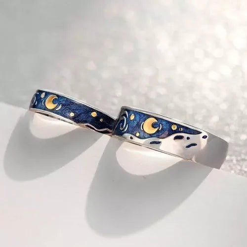 Par de Alianças Noite Estrelada Van Gogh