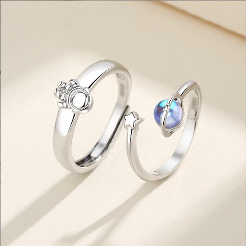 Par de Alianças Astronauta e Planeta