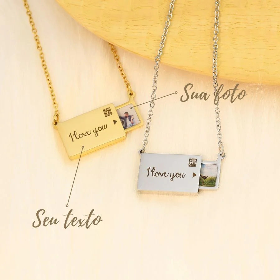 Colar Mensagem de Amor - Foto e Texto Personalizável