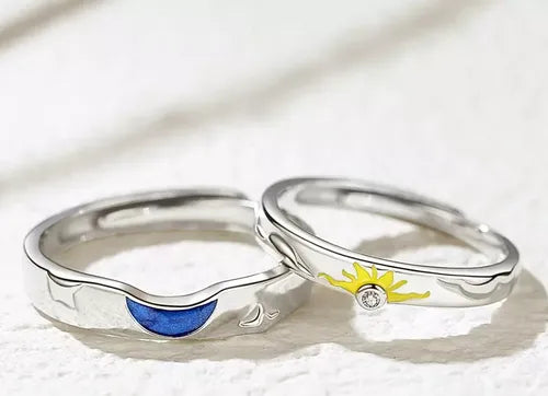 Par de Alianças Sol e Lua Premium