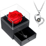 Colar Eu Te Amo Em 100 Idiomas + Caixa Com Rosa Encantada